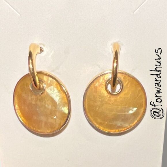 Bundle Sale 3 for $15 | Gold Tone Hoop Earrings with Discs - Picture 6 of 7